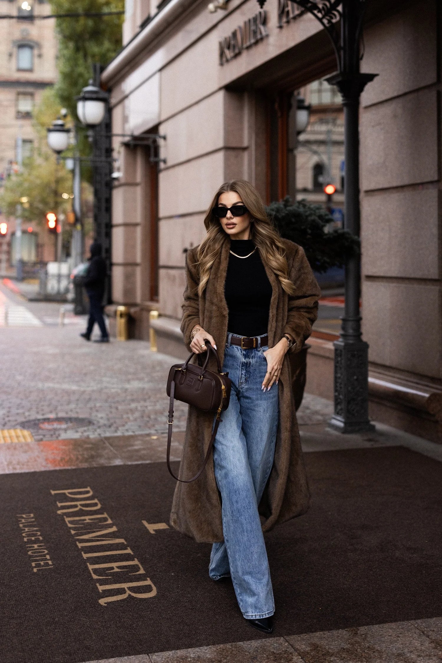 Sylvie Iconic Statement Fiber Coat in Walnut