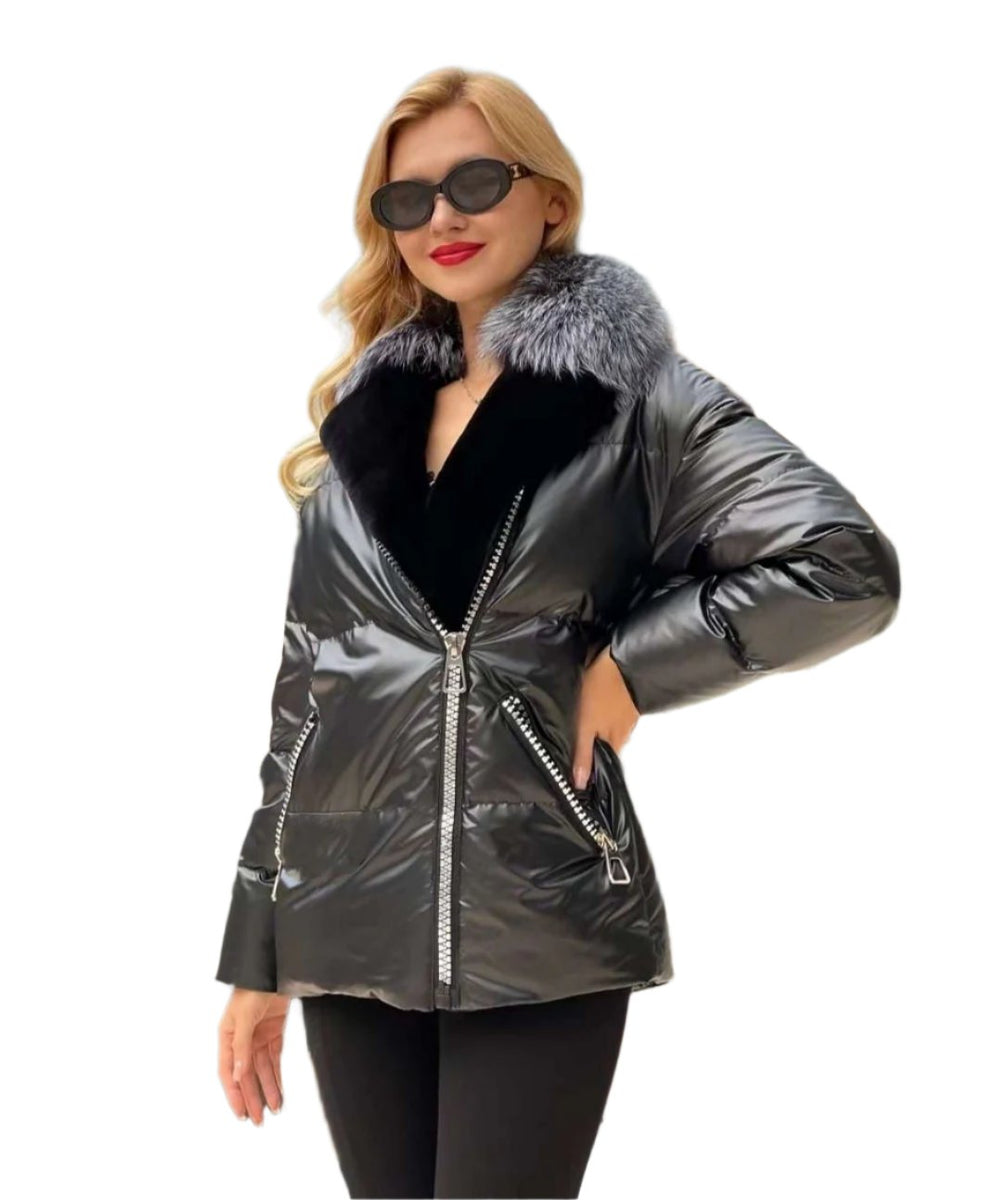 Genuine Silver Fox Fur Down Fill Water-Repellent Coat – Alaska ...