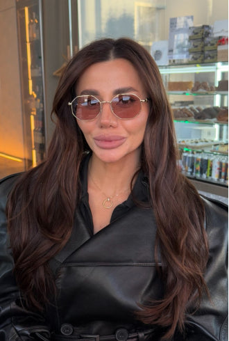 Manhattan Octagon Sunglasses Gold/Nude-Peach