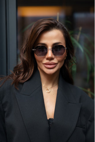 Sam Octagon Sunglasses Dark Silver/Black Gradient