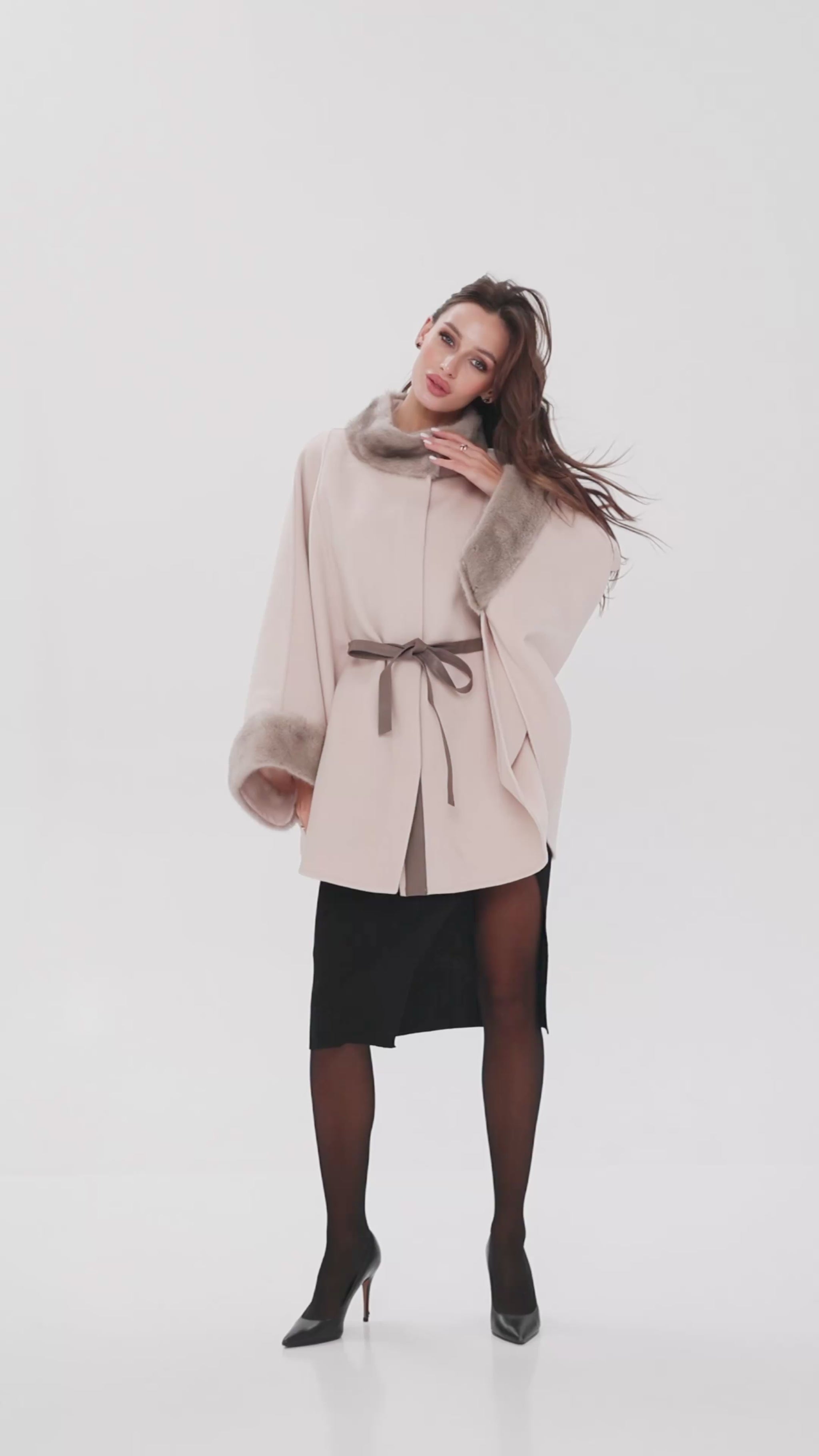 ジャケット・アウター wool cachemir hood far poncho buckle y2k Genuine Mink Fur Double Face Wool Poncho – Alaska® Outerwear Company