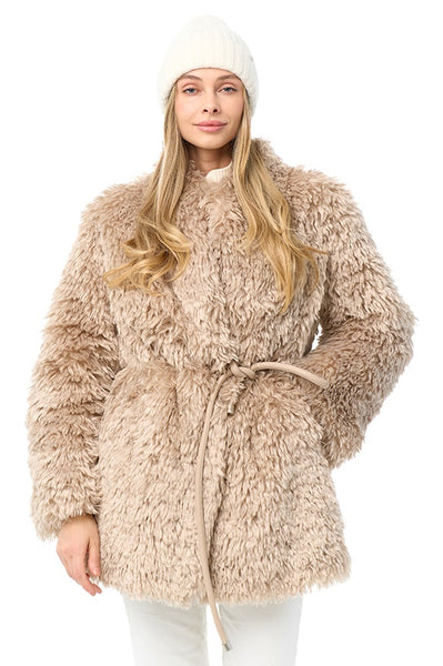 Faux Fur Coat with Leather Belt – Alaska® Outerwear Company