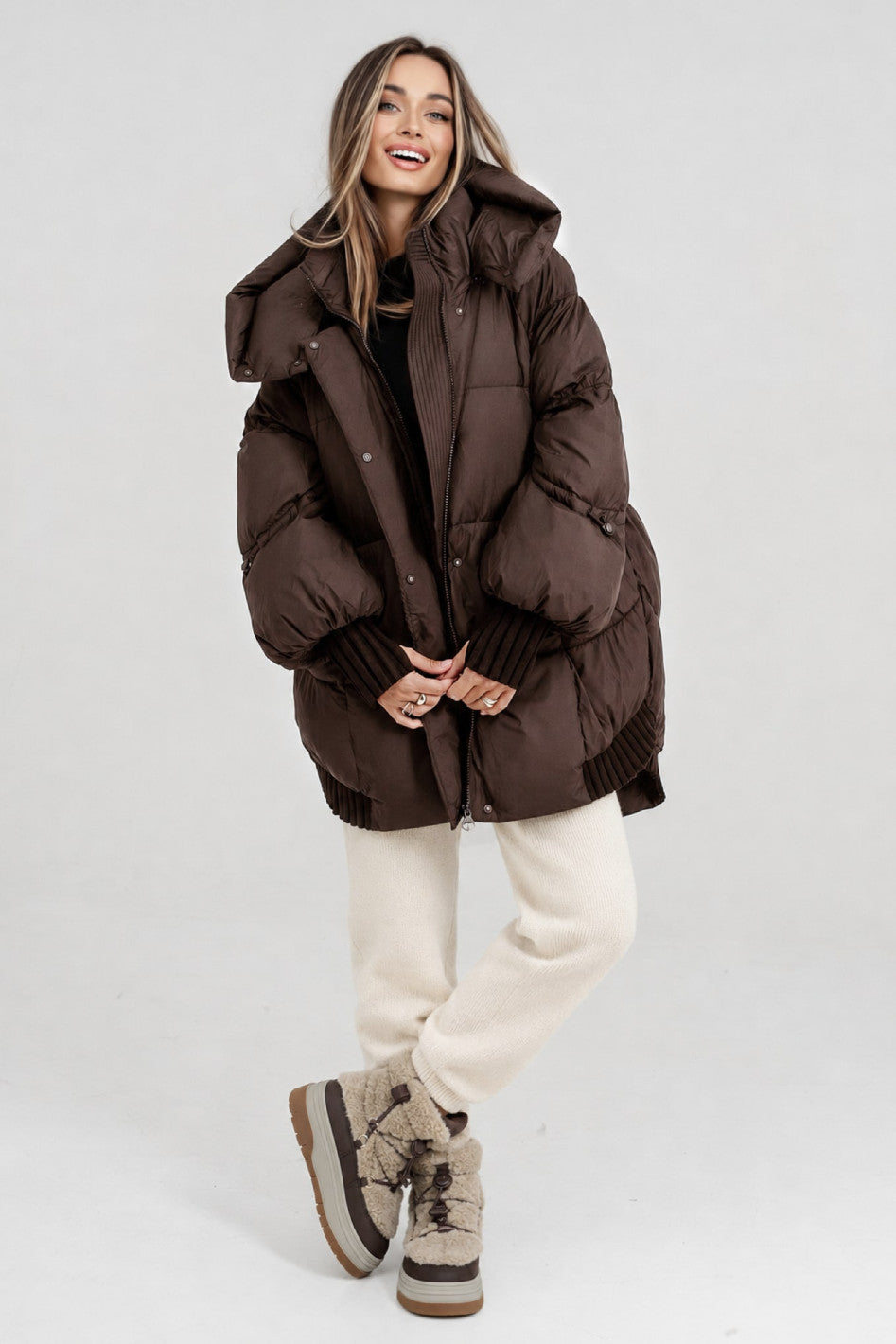 Polar Mist Insulated Bio-Down Puffer in Chocolate