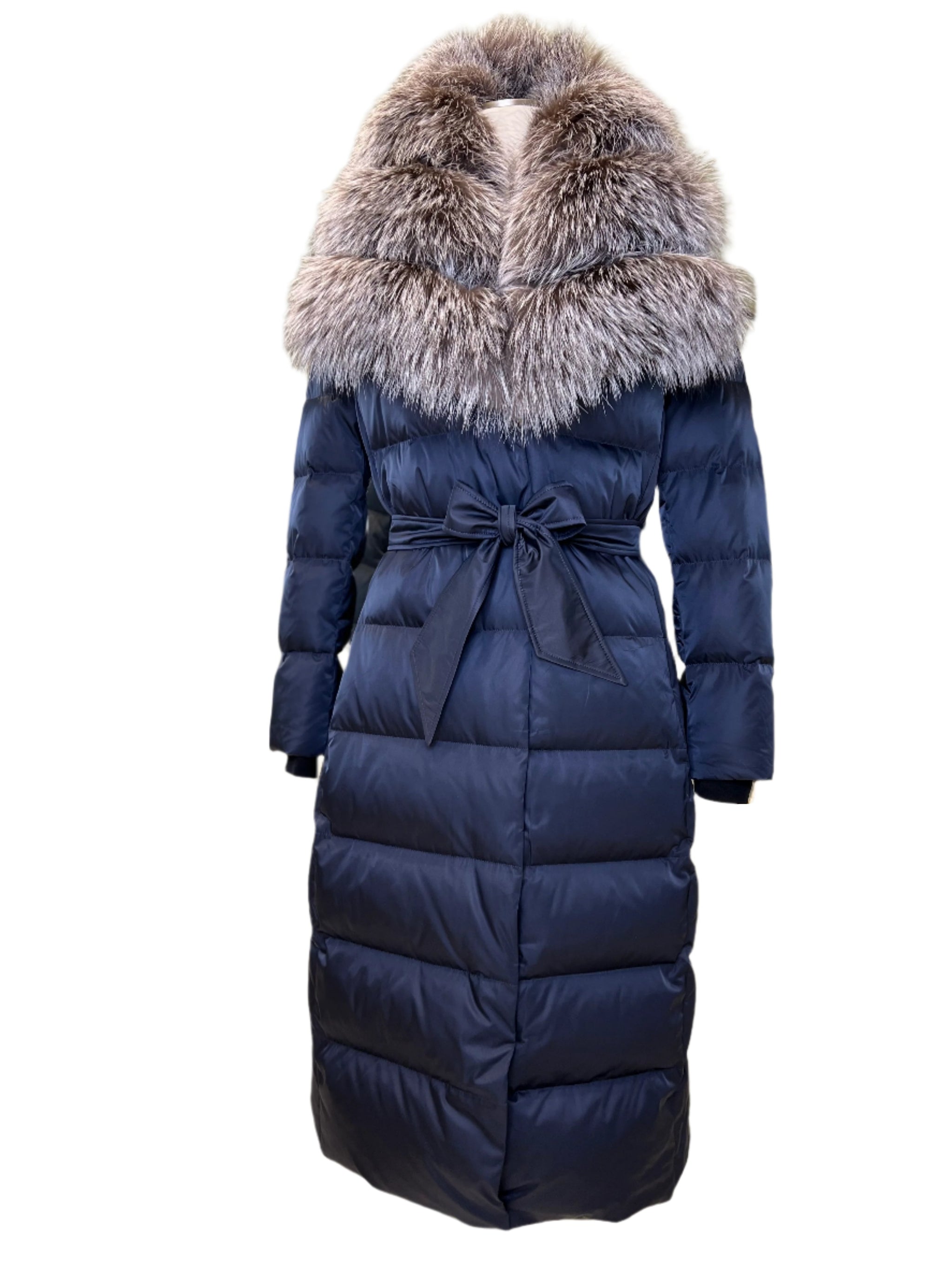 美品 TATRAS FILOMENA キルティング ラクーンファー 2WAY 紺 2DCFED24-8679-4EDD-A0BB-