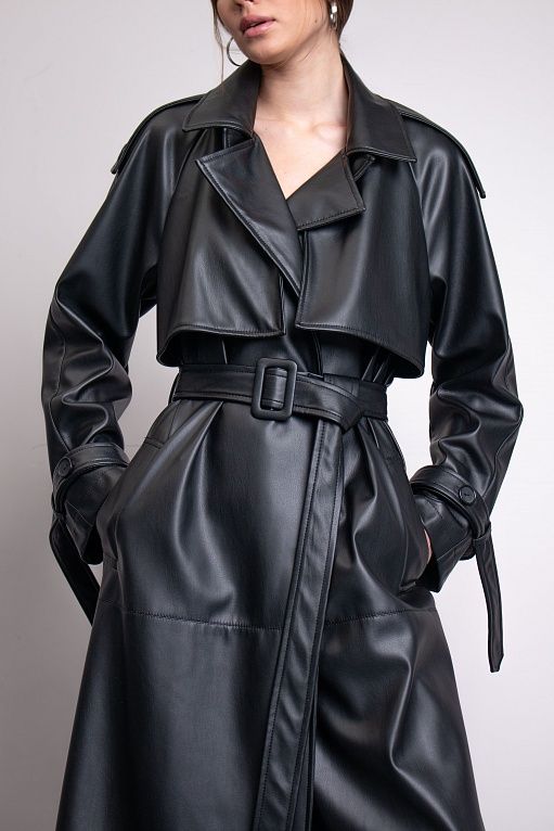 Extra-long leather effect trench coat - Jackets - BSK Teen
