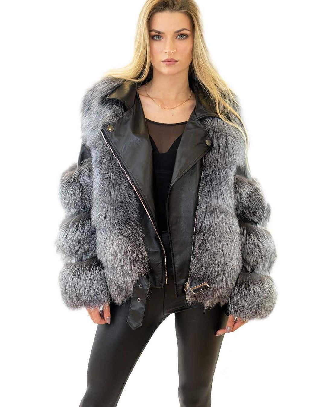 Pre-Order. Re-Stock September 15. Genuine Silver Fox Leather Jacket