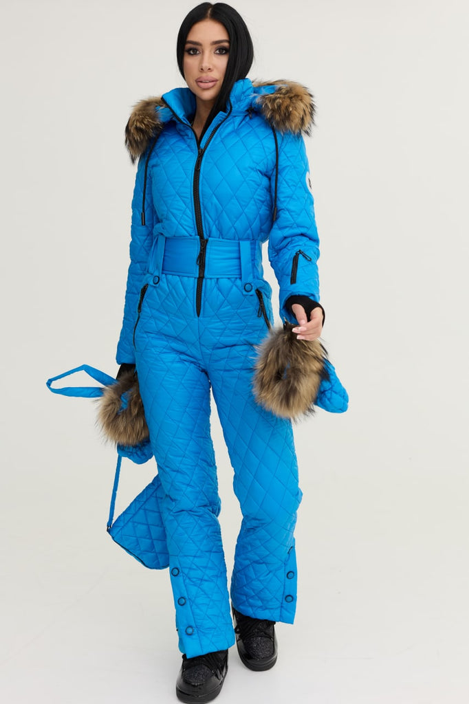 Ski/Snowboard Suit with Fur Trim Mitten & Cross Body Bag