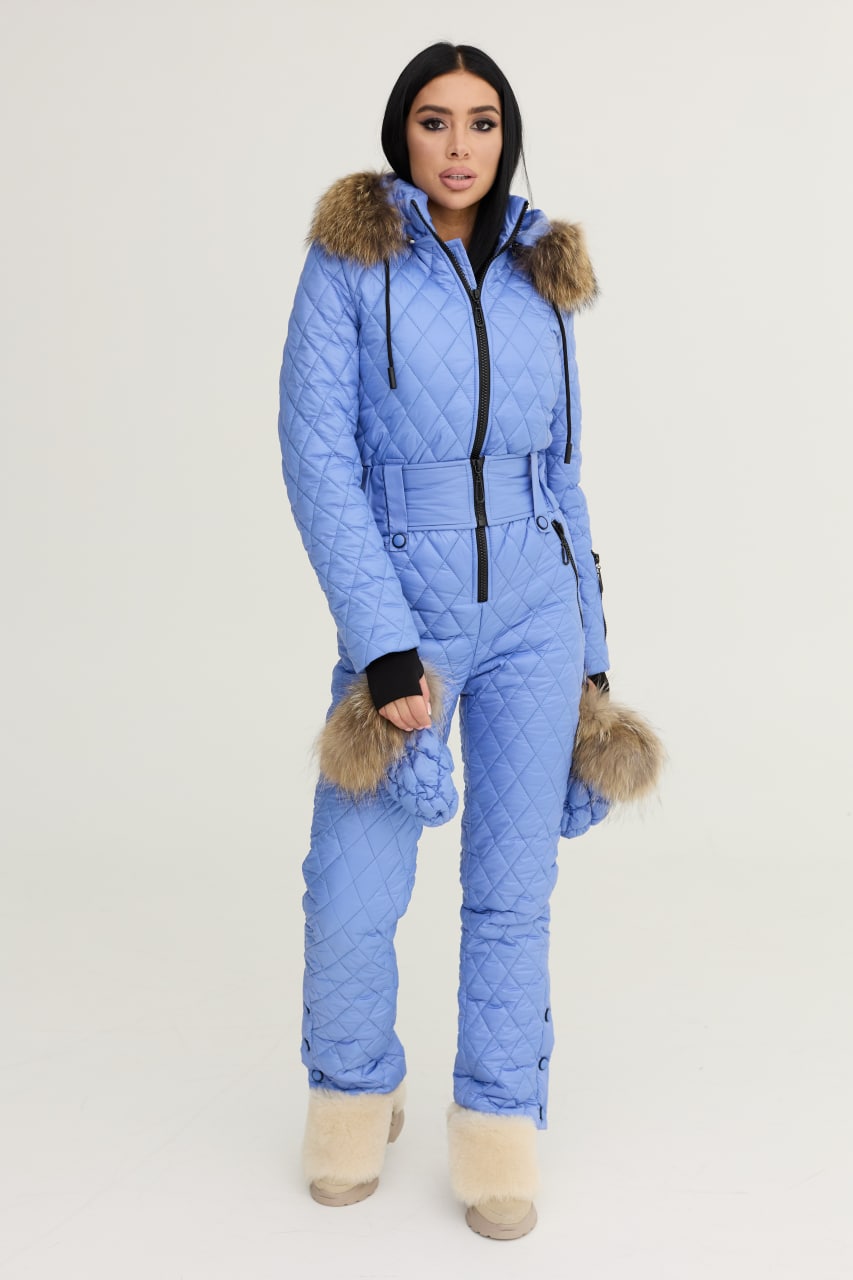 Ski/Snowboard Suit with Fur Trim Mitten & Cross Body Bag