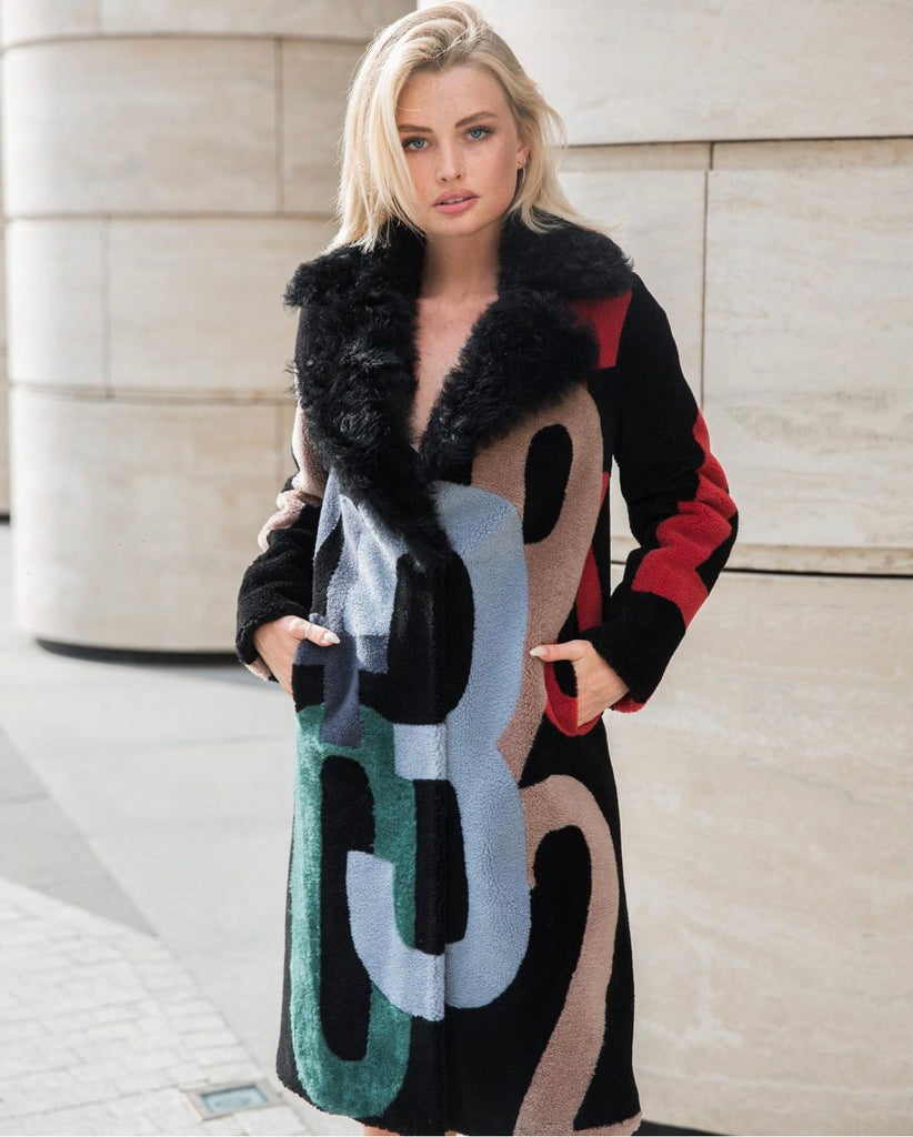 Genuine Merino Wool Intarsia Coat